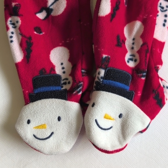 joe fresh snowman fleece zipper footie sleeper pajamas 18-24 months baby unisex - Picture 3 of 5